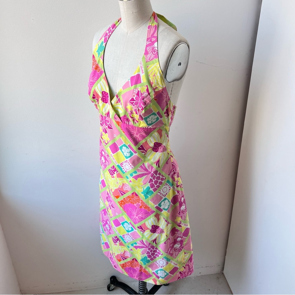 Vintage Lilly Halter Dress multi bright color size 4 - Picture 2 of 13